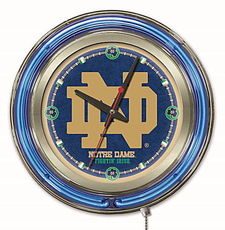 Holland Bar Stool Logo Clock, 15"H x 15"W x 3"D, Notre Dame