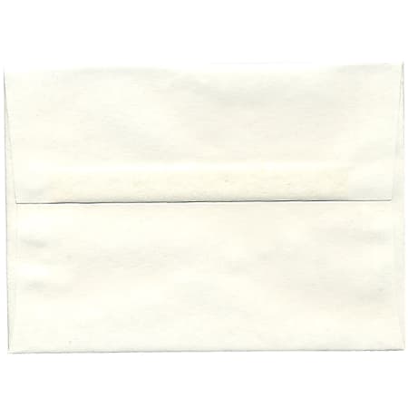 JAM Paper® Parchment Booklet Invitation Envelopes, A7, Gummed Seal, 30% Recycled, White, Pack Of 25