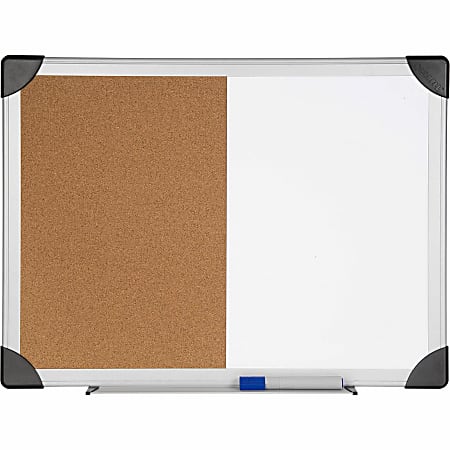 Lorell® Dry-Erase Cork Combo Board, 18" x 24", Aluminum Frame With Silver Finish