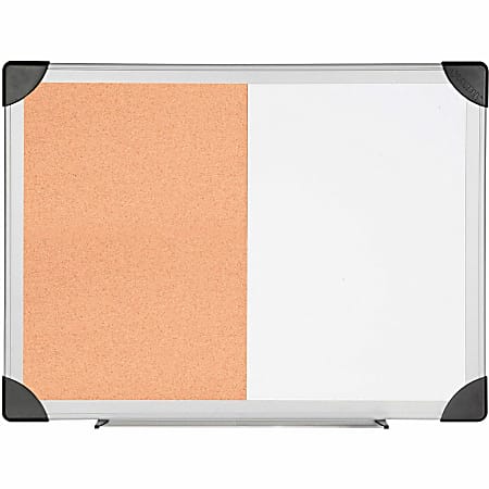 Lorell® Dry-Erase Cork Combo Board, 18" x 24", Aluminum Frame With Silver Finish