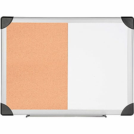 Lorell&reg; Dry-Erase Cork Combo Board, 18" x 24", Aluminum Frame With Silver Finish