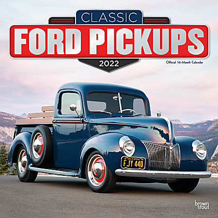 Brown Trout Monthly Auto Wall Calendar, 12" x 24", Ford Pick-Ups, January To December 2022