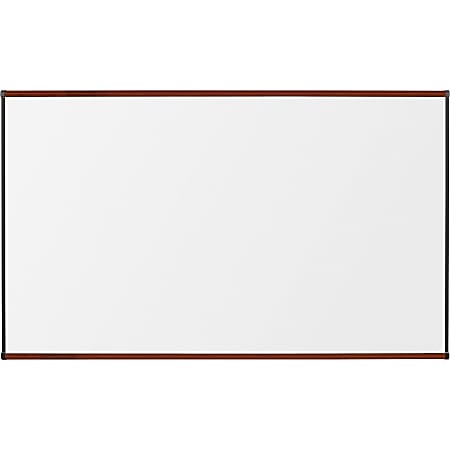 Lorell® Porcelain Dry-Erase Board, 72" x 48", Mahogany Frame