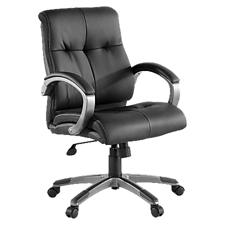 Lorell® Manager Bonded Leather Swivel Chair, Black