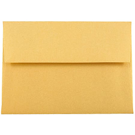 JAM Paper® Booklet Envelopes, #4 Bar (A1), Gummed Seal, Stardream Gold Metallic, Pack Of 25
