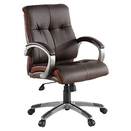 Lorell® Manager Bonded Leather Swivel Chair, Brown