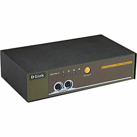 D-Link DKVM-4K 4-Port KVM Switch - 4 x 1 - 4 x mini-DIN (PS/2) Keyboard, 4 x mini-DIN (PS/2) Mouse, 4 x HD-15 Video - Desktop