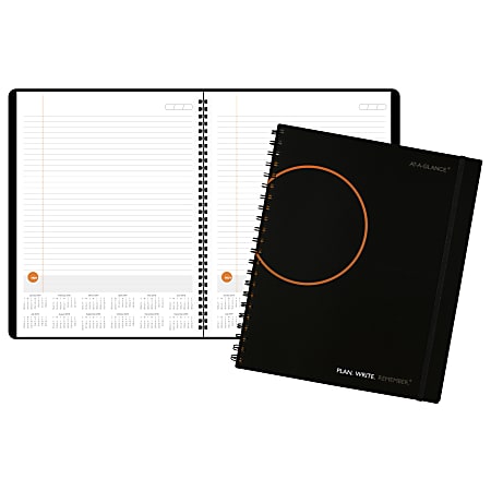 AT-A-GLANCE® Plan.Write.Remember.® Planning Notebook With Reference Calendars, 8 9/16" x 11", Black, January to December 2018 (70620905-18)