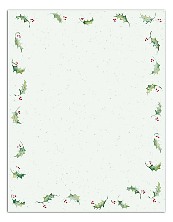 Great Papers!® Holiday-Themed Letterhead Paper, 8 1/2" x 11", Holly Bunch, Pack Of 80 Sheets