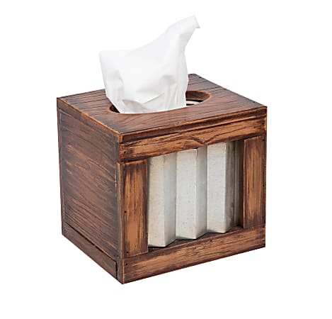 Mind Reader Rustic Tissue Holder, Small Size, Brown