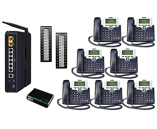 XBLUE Networks XB4707-10 VoIP Office Telephone System With 7 VoIP Telephones, Charcoal