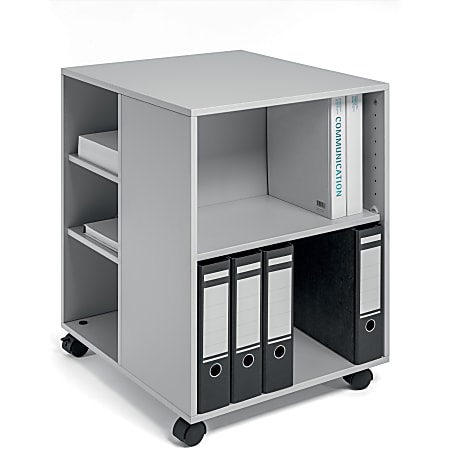 DURABLE Multifunction Trolley, 6 Shelf, 132 lb Capacity, 4 Casters, Wood, 20.79"W x 23.31"D x 29.45"H, Gray