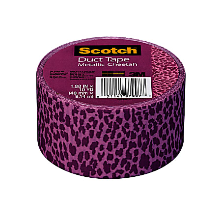 Scotch® Expressions Duct Tape, 3" Core, 1.88" x 10 Yd., Purple Metallic Cheetah