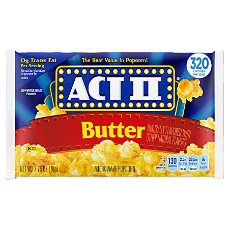 ACT II Microwave Popcorn, 2.75 Oz, Pack Of 36