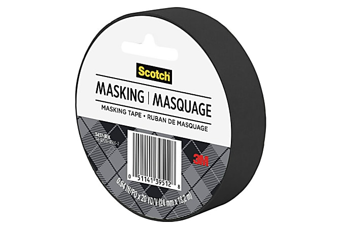 Scotch® Expressions Masking Tape, 3" Core, 1" x 20 Yd., Black