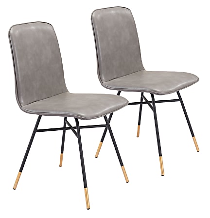 Zuo Modern Van Dining Chairs, Gray/Black/Gold, Set Of