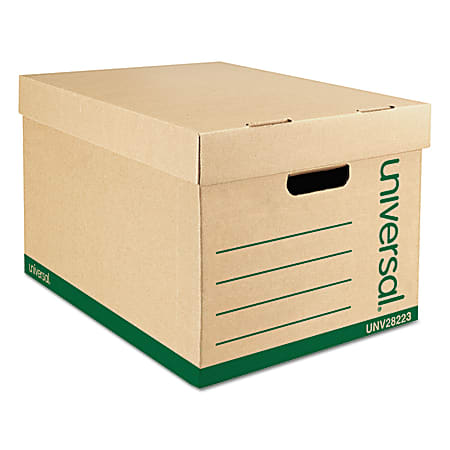 Universal® Record Standard-Duty Storage Boxes With Lift-Off Lids And Built-In Handles, Letter/Legal Size, 10" x 12" x 15", 100% Recycled, Kraft, Case Of 12
