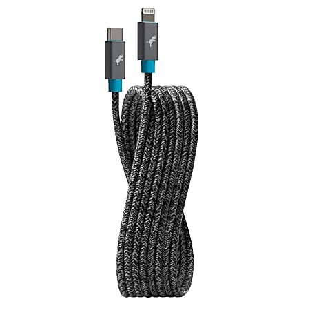 Nimble Eco-Friendly PowerKnit USB-C To Lightning 3M Cable, 9-7/8', Gray