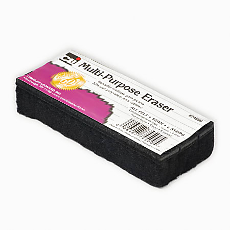 Charles Leonard Multi-Purpose Dry-Erase & Chalkboard Eraser, 5", Black, 12 Per Pack, Set Of 2 Packs