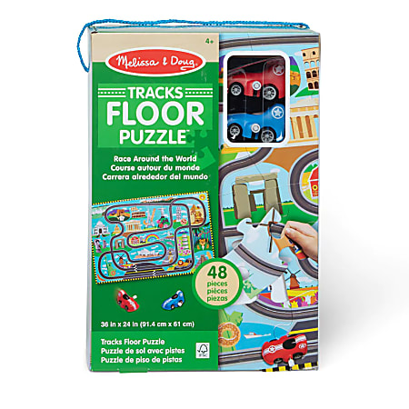 Melissa & Doug Racetrack Floor Puzzle & Play Set
