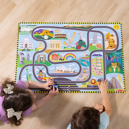Melissa Doug Racetrack Floor Puzzle Play Set - Office Depot