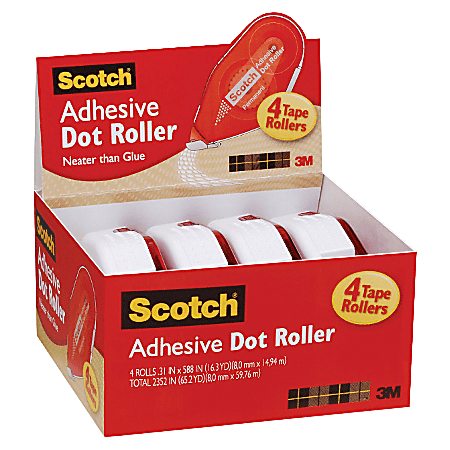 Scotch® Adhesive Dot Roller Value Pack, .31" x 49' - 4 / Pack - Clear