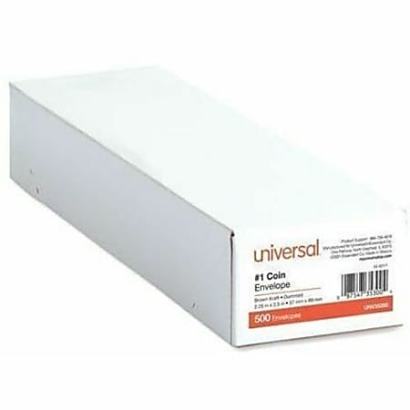 Universal Envelope - Coin - #1 - 20 lb - Round Flap - Light Brown Kraft - Paper Stock - 500 / Box