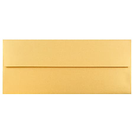 JAM Paper® Booklet Envelopes, #10, Gummed Seal, Gold Stardream Metallic, Pack Of 25