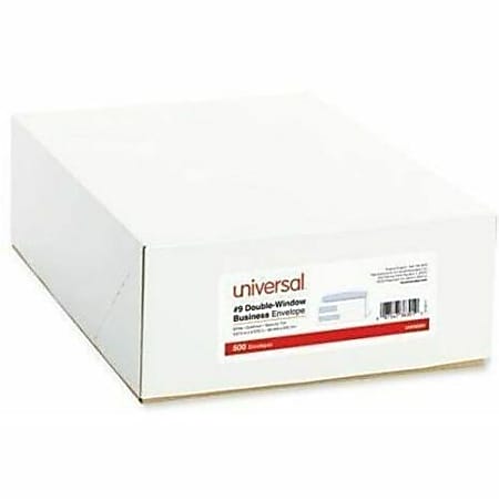 Universal Envelope - Business - #9 - 24 lb - Gummed Flap - White, Clear - Paper Stock, Wove, Poly - 500 / Box