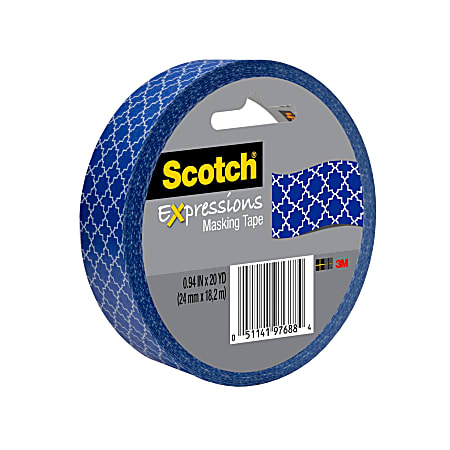 Scotch Expressions Masking Tape, 3 Core, 0.94 x 20 yds, Red, Green, Yellow, 3 Rolls/Pack