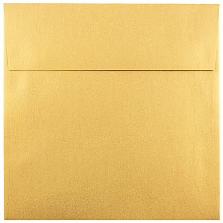 JAM Paper® Square Stardream Metallic Envelopes, 6" x 6", Gummed Seal, Gold, Pack Of 25