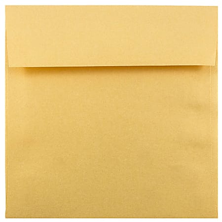 JAM Paper® Square Stardream Metallic Envelopes, 6 1/2" x 6 1/2", Gummed Seal, Gold, Pack Of 25
