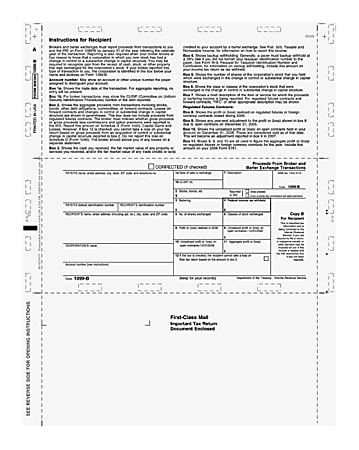 1099 B Pressure Seal Tax Forms, 500 SHEETS/PK, MW360, Z FOLD Cut Sheet