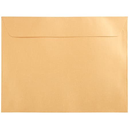 JAM Paper® Booklet Envelopes, 9" x 12", Gummed Seal, Stardream Gold Metallic, Pack Of 25