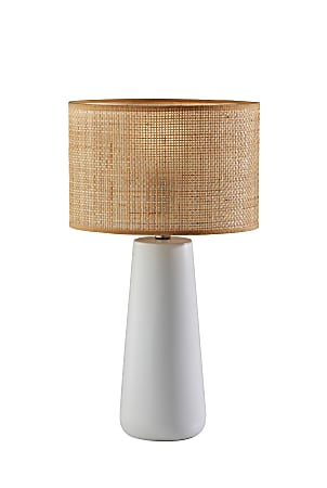 Adesso® Sheffield Table Lamp, 22-1/4"H, Rattan Shade/White