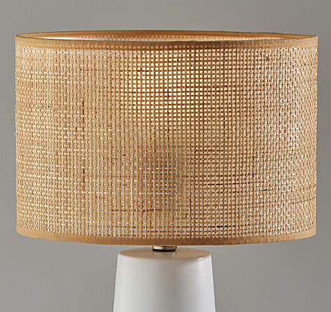 Adesso Sheffield Table Lamp 22 14 H Rattan ShadeWhite Base ODP Business Solutions