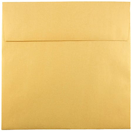 JAM Paper® Square Stardream Metallic Envelopes, 8 1/2" x 8 1/2", Gummed Seal, Gold, Pack Of 25