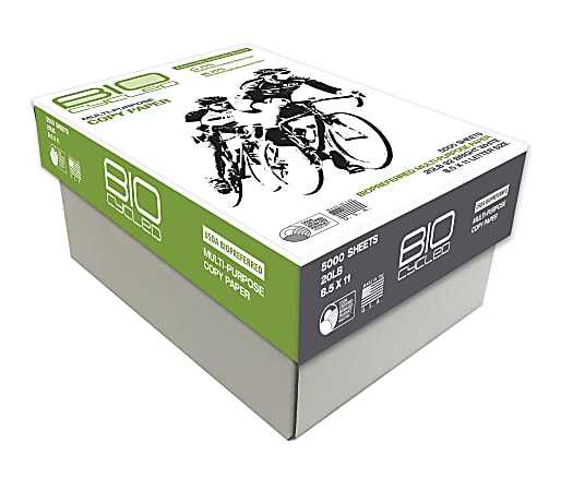 BIOCycled Multi-Use Printer & Copy Paper, 10 Reams, White, Letter (8.5" x 11"), 5000 Sheets Per Case, 20 Lb, 92 Brightness