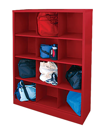 Sandusky Cubbie Storage Organizer, 52" x 46" x 18", 50% Recycled, Red