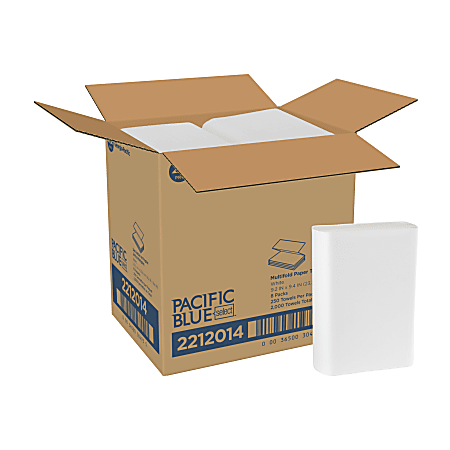 Pacific Blue Select® by GP PRO, 1-Ply, Multifold Paper Towels, 9.4" X 9.2", White, 250 Sheets per Pack, 8 Packs Per Case