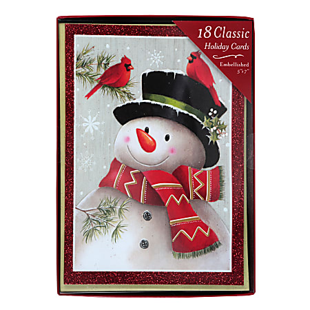 Markings by C.R. Gibson® Holiday Cards With Envelopes, 5" x 7", Snowman, Pack Of 18