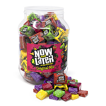 Now & Later Mini Bars, 60 Oz Jar, Assorted Flavors