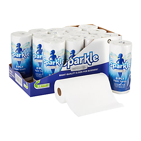 Sparkle®  by GP PRO, 2-Ply, Perforated Paper Towels, White, 15 Rolls Per Case, 85 Sheets Per Roll