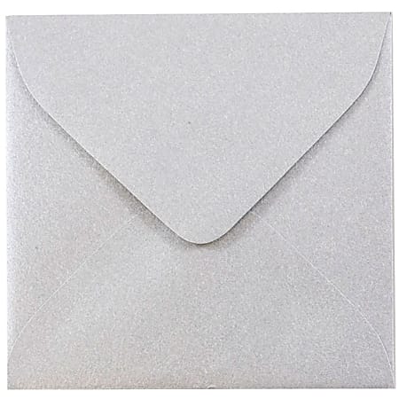 JAM Paper® Square Stardream Metallic Envelopes, 3 1/8" x 3 1/8", Gummed Seal, Silver, Pack Of 25