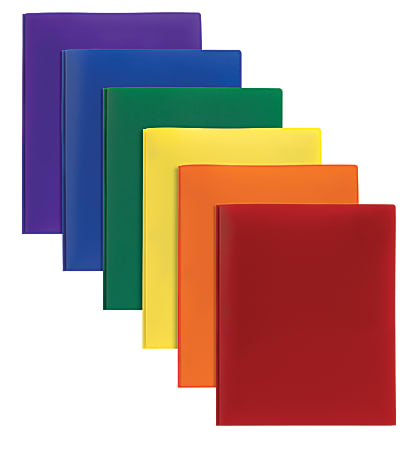 Office Depot® Brand Poly 2-Pocket Portfolio With Fasteners, Assorted Colors