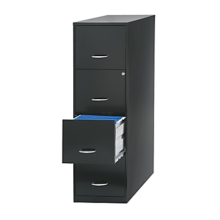 Realspace® 22"D Vertical 4-Drawer File Cabinet, Metal, 30% Recycled, Black