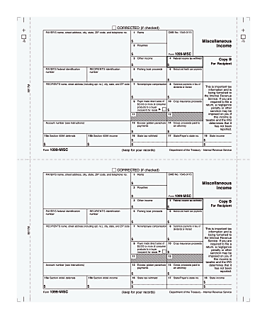TOPS™ 1099-MISC Continuous Tax Forms, 4-Part, Pack Of 100