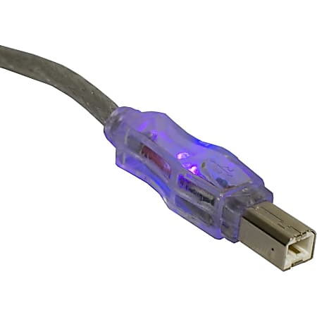 QVS USB 2.0 480Mbps Type A Male to B Male Translucent Cable with LEDs - 6 ft USB Data Transfer Cable  - CC2209C06PRL