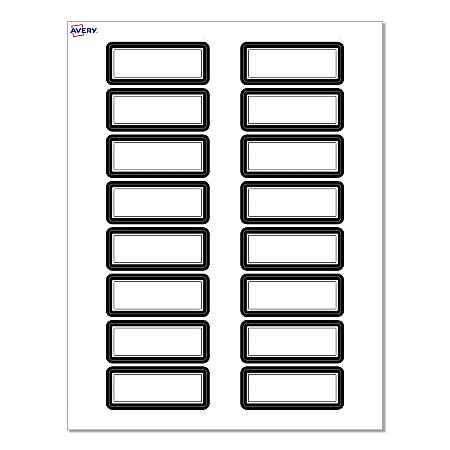 Avery® Print-To-The-Edge Labels & Sure Feed®, S00-D29-PRWMP10, 1" x 2-5/8", Matte White, Preprinted Double Black Border Design, Pack Of 160