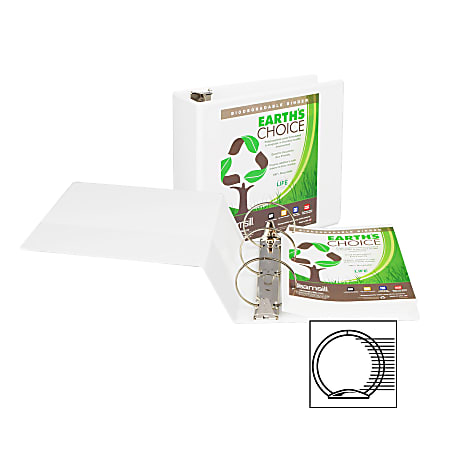 Samsill® Earth's Choice 189 Insertable View 3-Ring Binder, 5" Round Rings, White